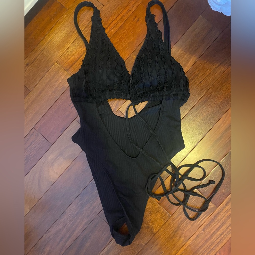 Black Lace Bodysuit Bathing Suit backless hot